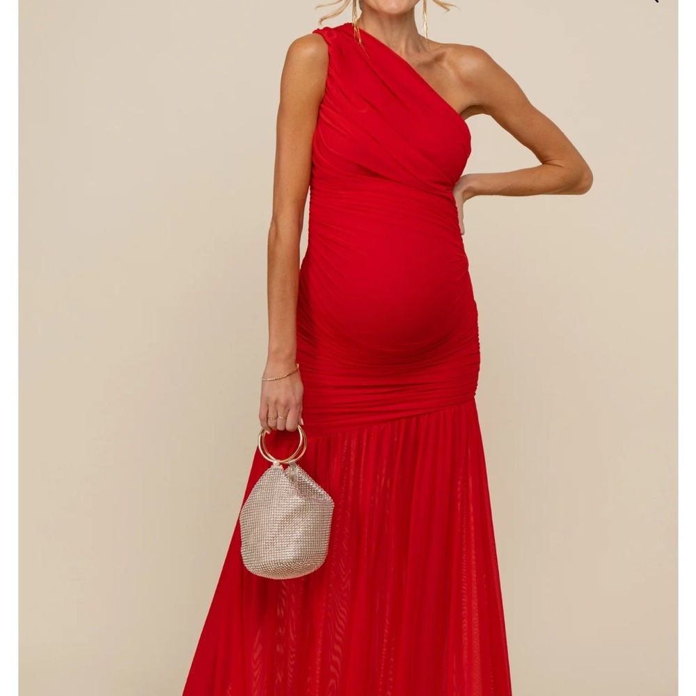 Pinkblush Red One-Shoulder Gown for Weddings